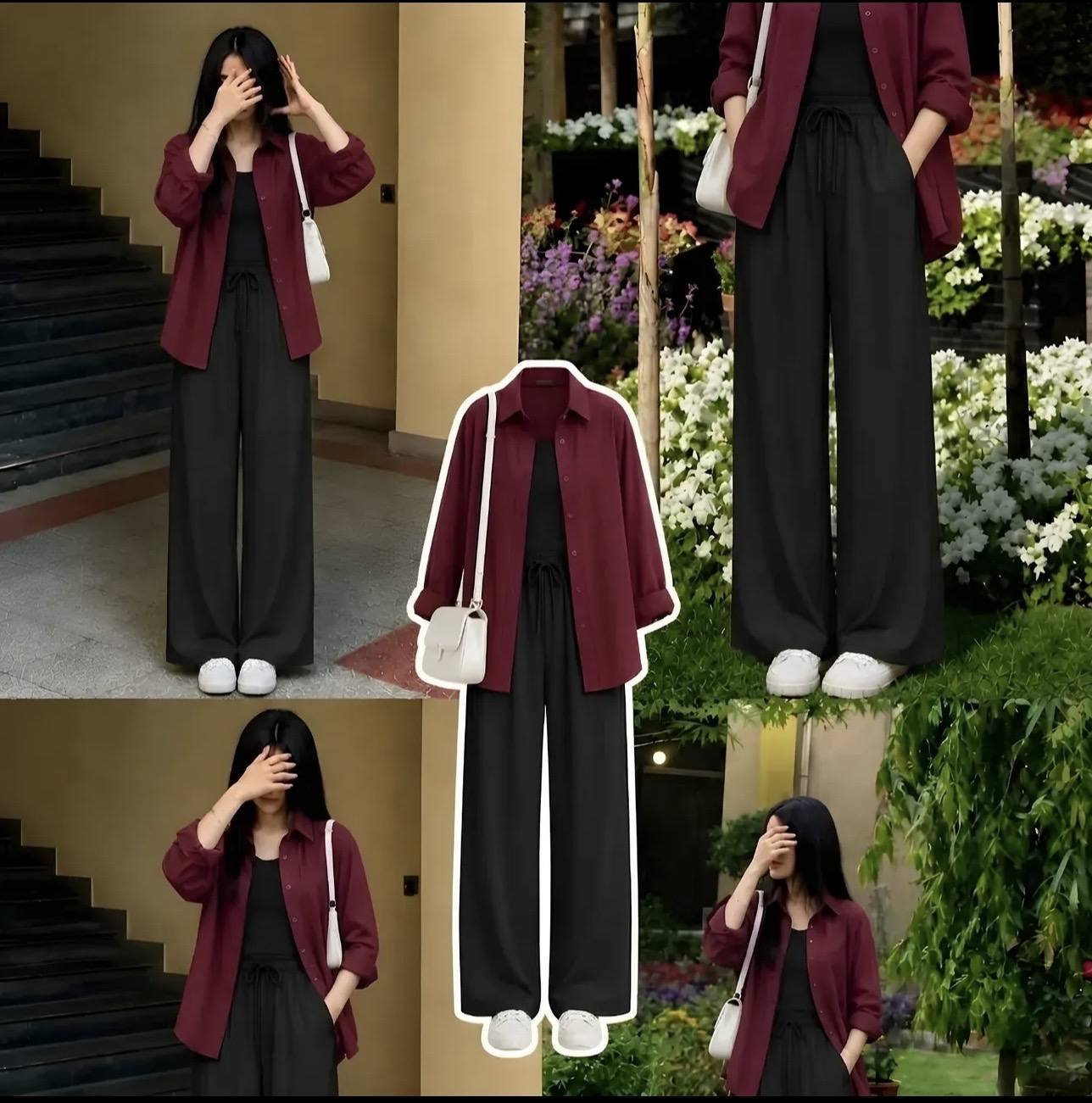 Oversized Shirt and Wide-Leg Co-ord Set