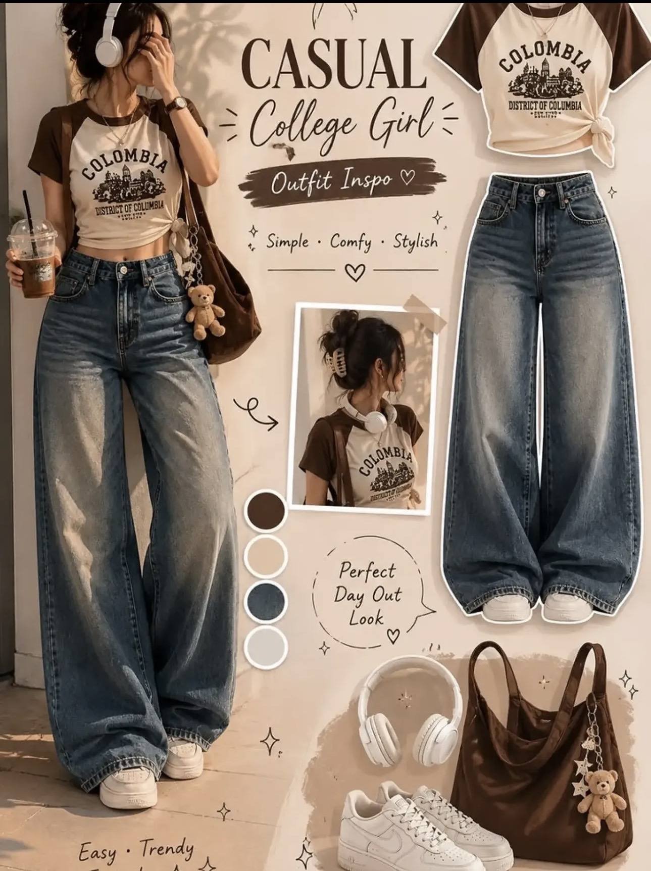 Varsity Graphic Tee and Denim Set