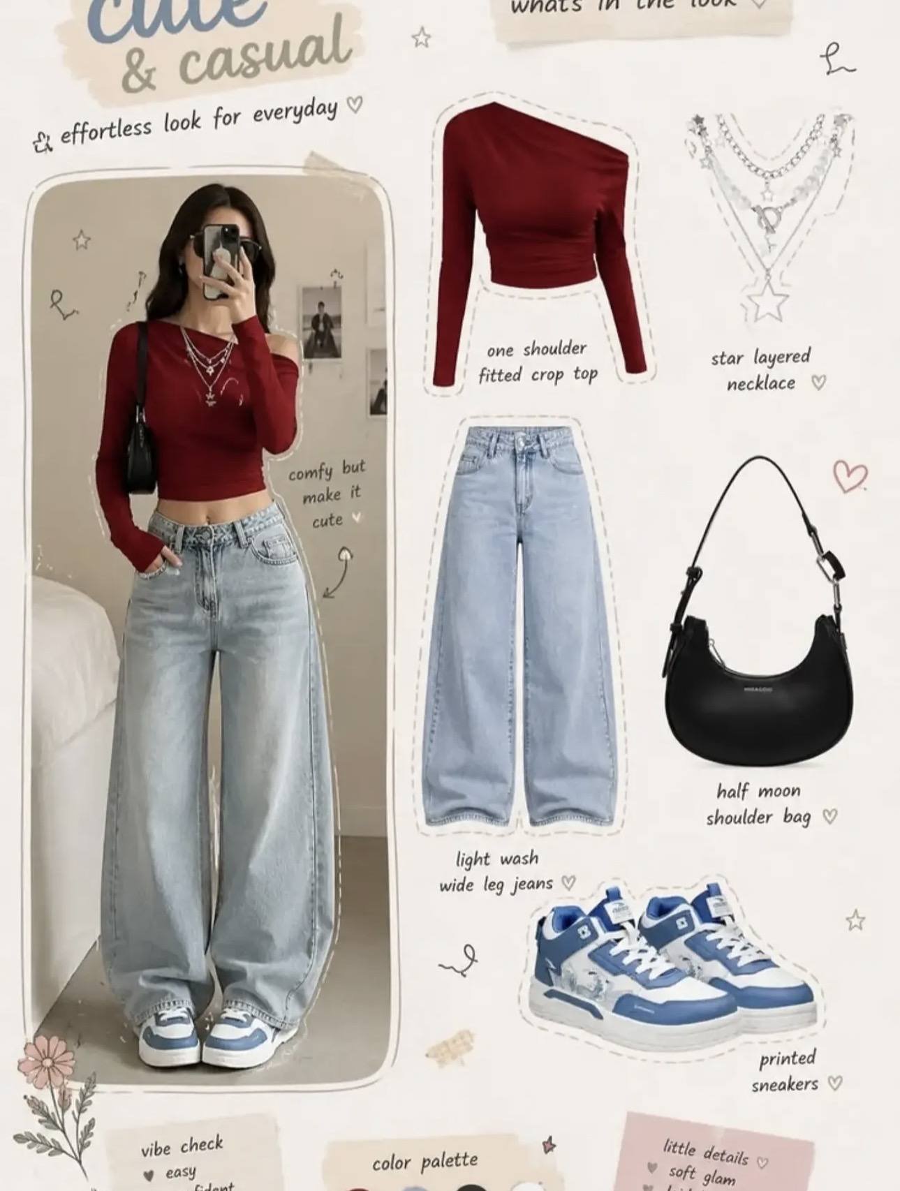 One-Shoulder Crop and Denim Set