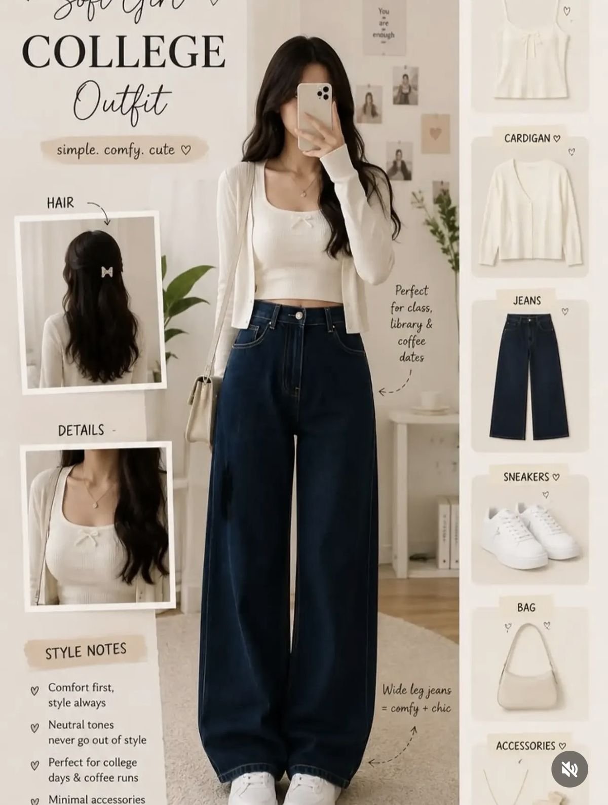 Soft Girl Cardigan and Dark Denim Set