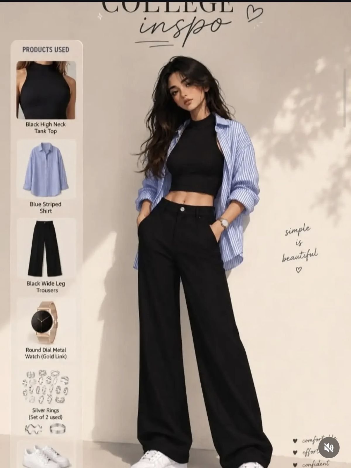 Blue Stripe and Black Trouser Layer Set