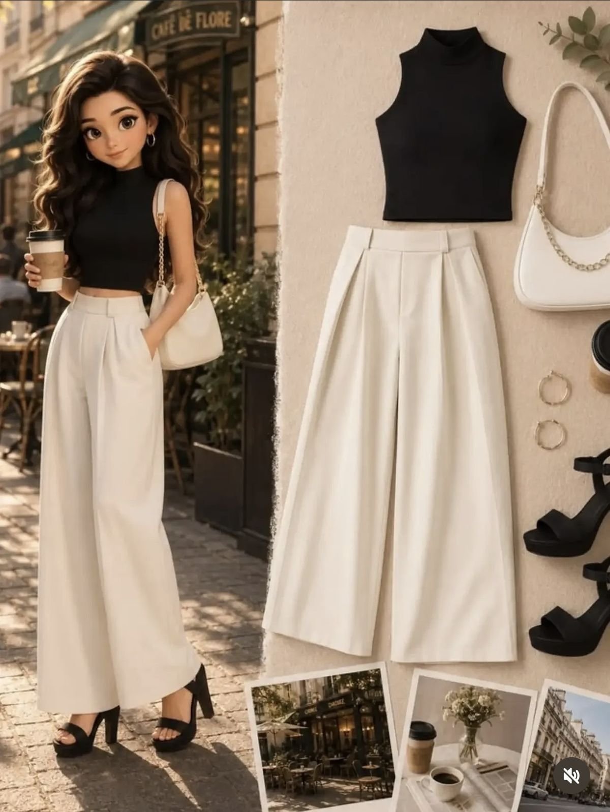 Paris Café Ivory Palazzo Set